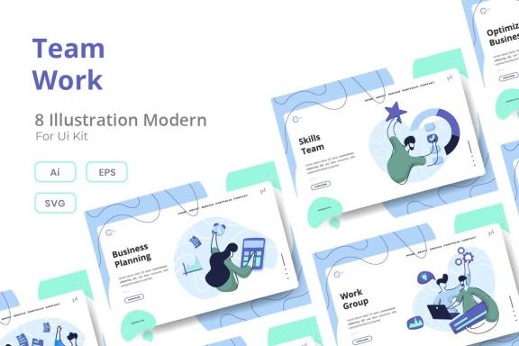 Team Work set Illustration