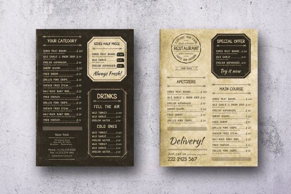 Single Page Vintage Menu Bundle
