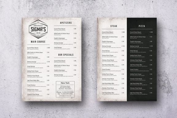 Single Page Vintage Menu Bundle