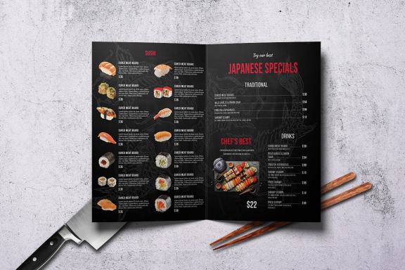 Japanese Bifold A4 & US Letter Menu Design