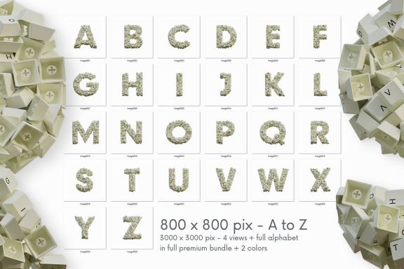 FREE White Keyboard 3D Lettering