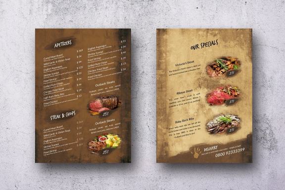 Elegant Single Page Food Menu Bundle