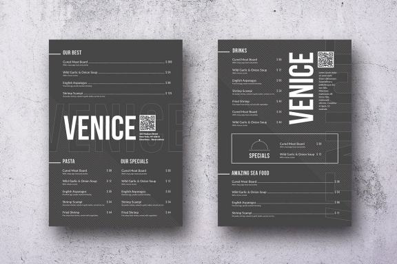 Elegant Single Page Food Menu Bundle