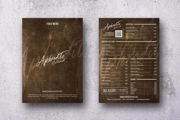Elegant Single Page Food Menu Bundle