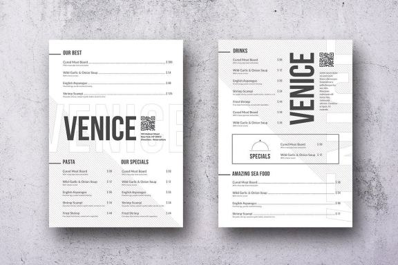 Elegant Single Page Food Menu Bundle