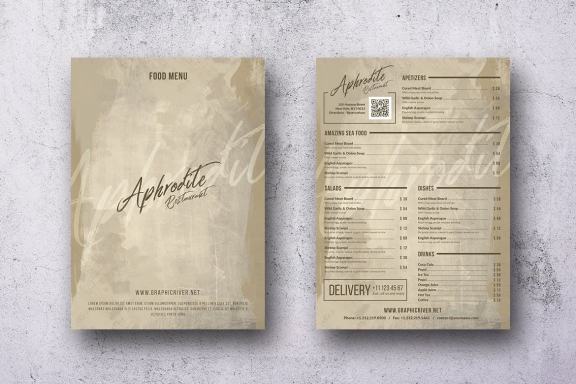 Elegant Single Page Food Menu Bundle