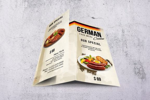 German Cuisine A4 & US Letter Trifold Food Menu
