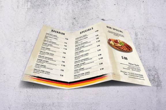 German Cuisine A4 & US Letter Trifold Food Menu