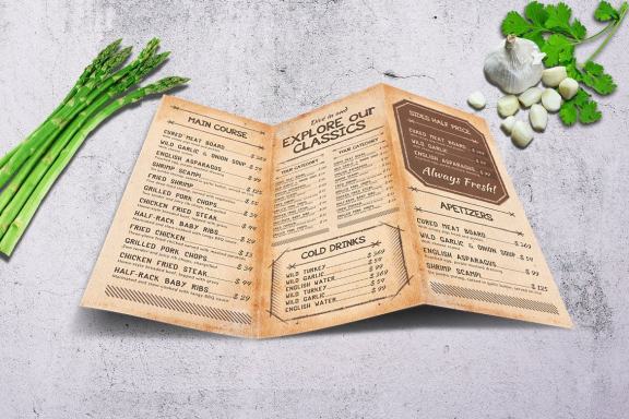 Old Style A4 Trifold Food Menu
