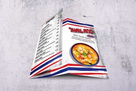 Thai Cuisine Trifold A4 & US Letter Food Menu