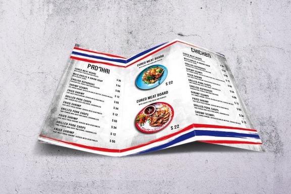 Thai Cuisine Trifold A4 & US Letter Food Menu