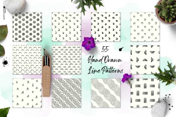 Hand drawn line pattern collection 2