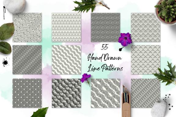 Hand drawn line pattern collection 2