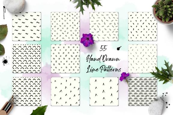 Hand drawn line pattern collection 2