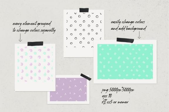 Hand drawn line pattern collection 2