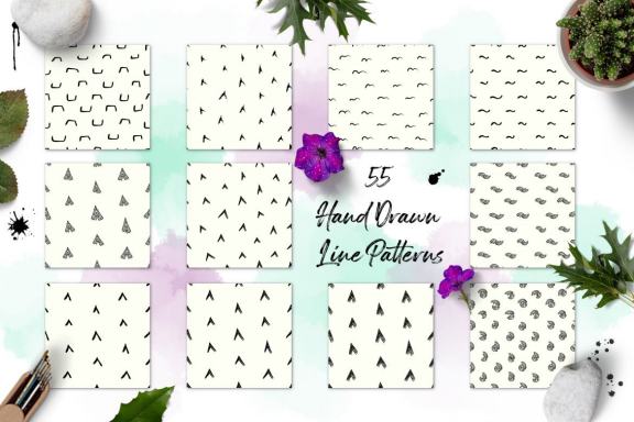 Hand drawn line pattern collection 2