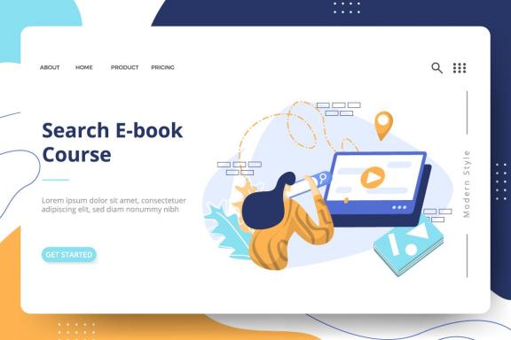 E-Learning Education set Illustration