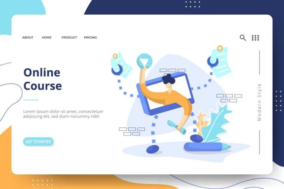 E-Learning Education set Illustration