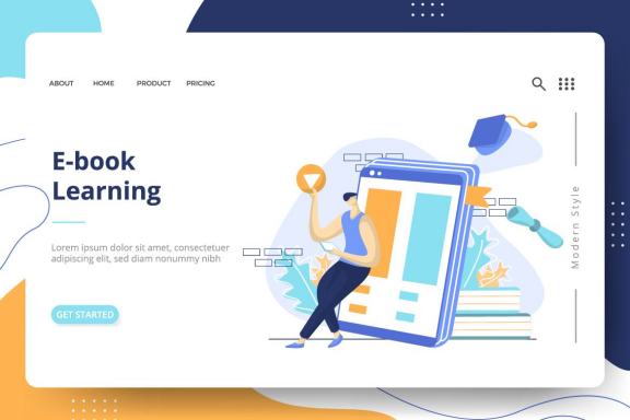 E-Learning Education set Illustration