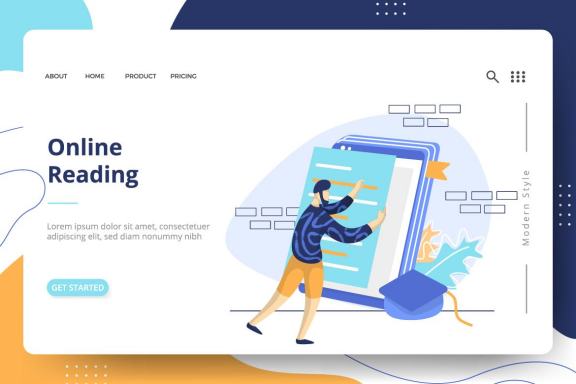 E-Learning Education set Illustration