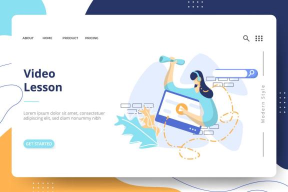E-Learning Education set Illustration