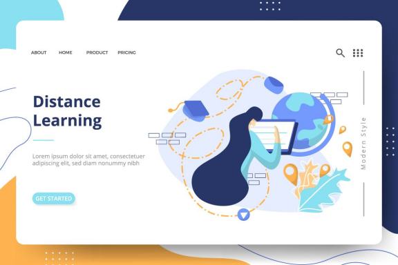 E-Learning Education set Illustration