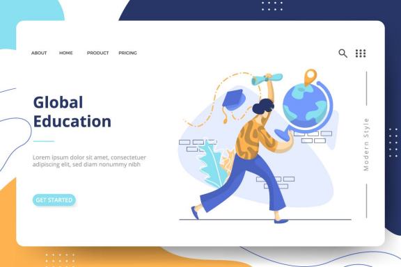 E-Learning Education set Illustration