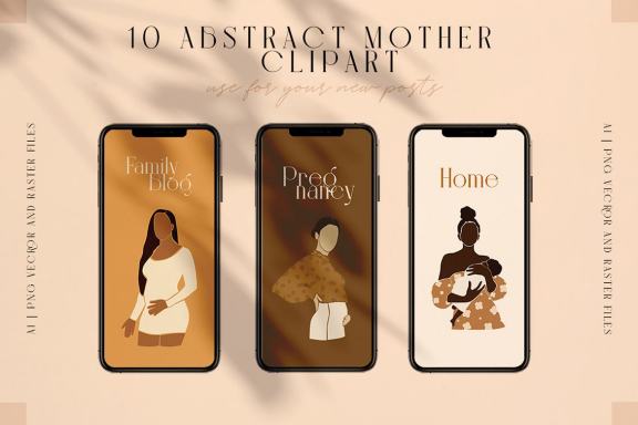 Abstract pregnant vector mother clipart