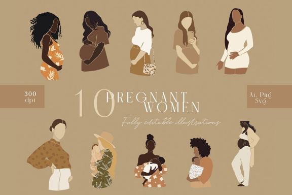 Abstract pregnant vector mother clipart