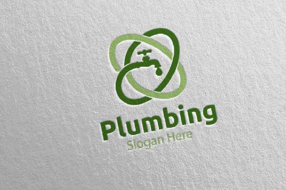Plumbing Logo with Water and Fix Home Concept 72