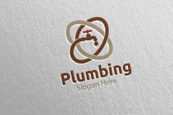 Plumbing Logo with Water and Fix Home Concept 72