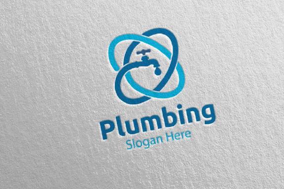 Plumbing Logo with Water and Fix Home Concept 72