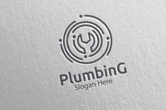 Wrench Plumbing Logo with Water and Fix Home Concept 76