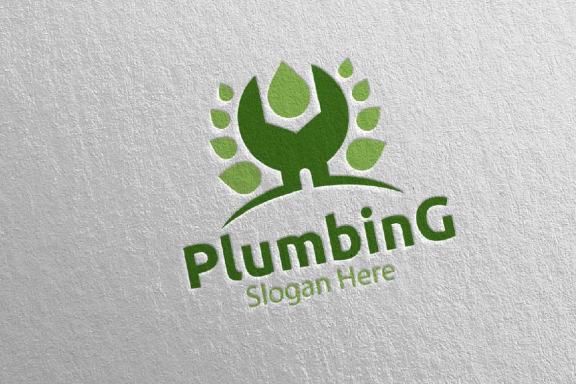 Wrench Plumbing Logo with Water and Fix Home Concept 77