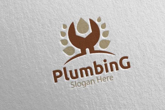Wrench Plumbing Logo with Water and Fix Home Concept 77