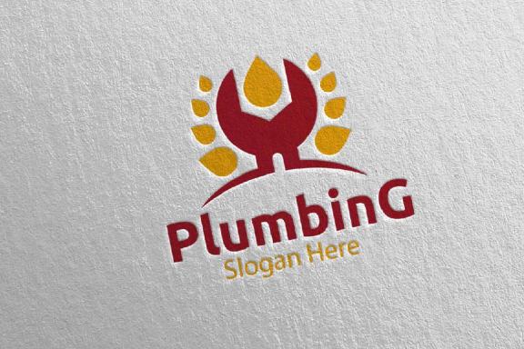 Wrench Plumbing Logo with Water and Fix Home Concept 77