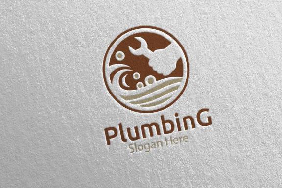 Wrench Plumbing Logo with Water and Fix Home Concept 78