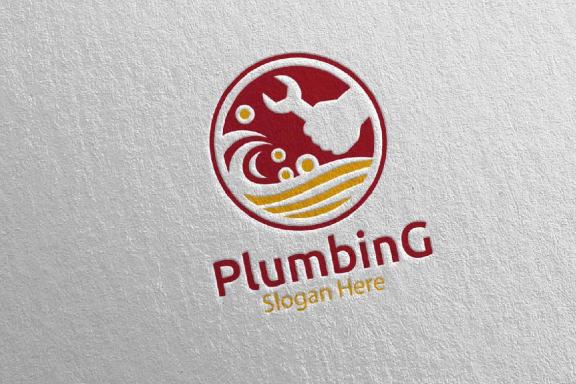 Wrench Plumbing Logo with Water and Fix Home Concept 78