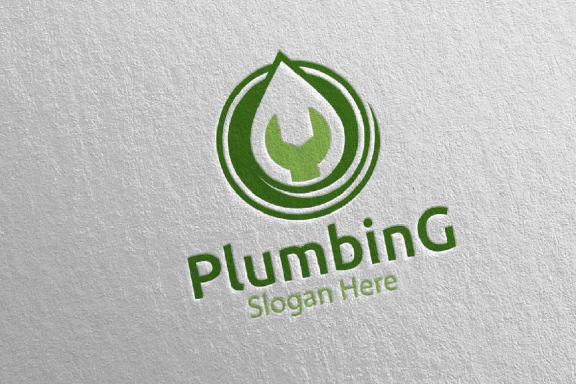 Wrench Plumbing Logo with Water and Fix Home Concept 79