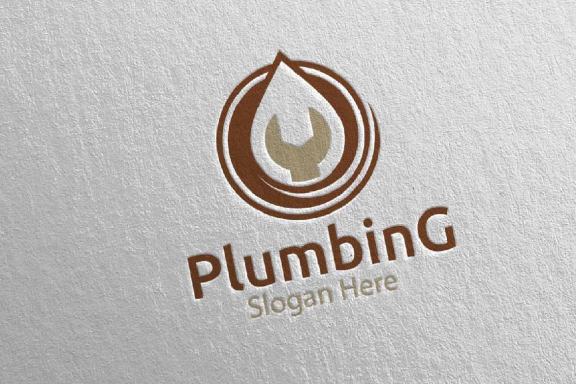 Wrench Plumbing Logo with Water and Fix Home Concept 79