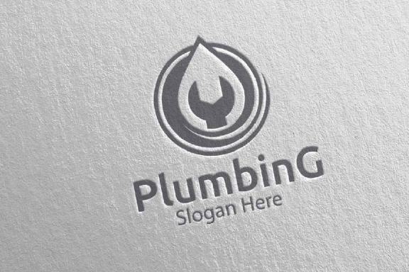 Wrench Plumbing Logo with Water and Fix Home Concept 79