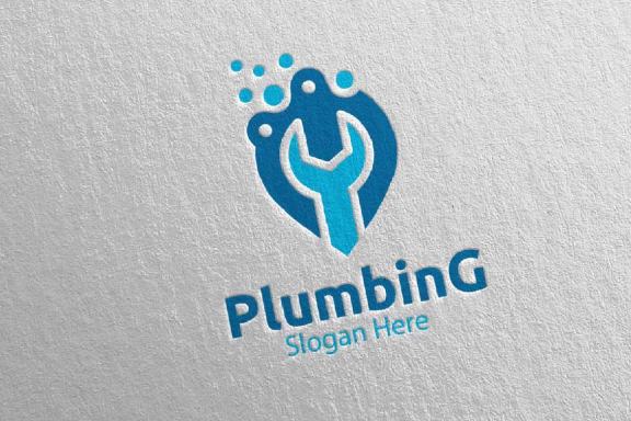Pin Plumbing Logo with Water and Fix Home Concept 81