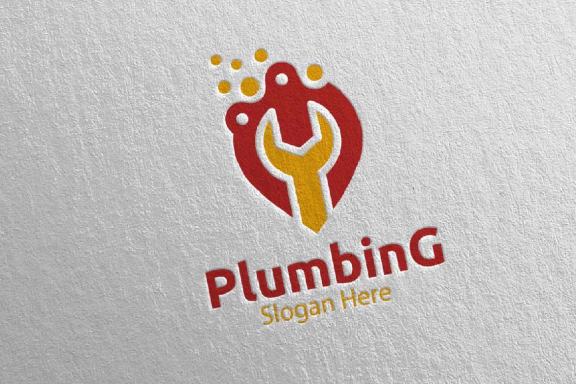 Pin Plumbing Logo with Water and Fix Home Concept 81