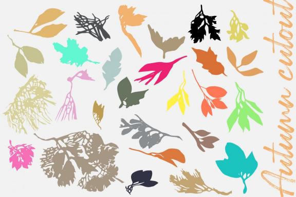 Autumn cutout: vector graphic art and cutout leaves