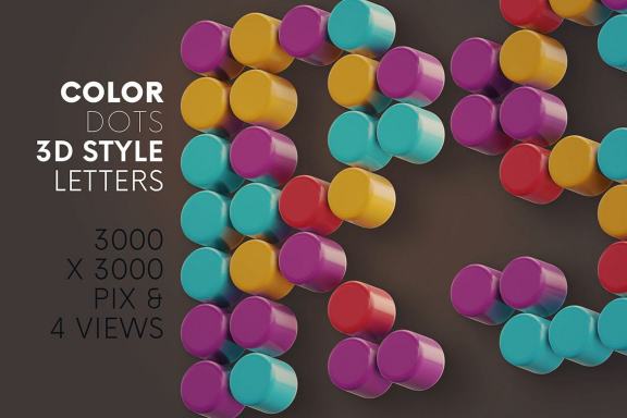 Color Dots - 3D Lettering