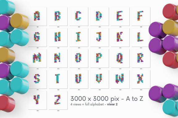 Color Dots - 3D Lettering