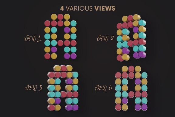Color Dots - 3D Lettering