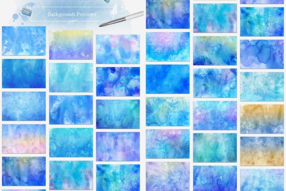 30 Winter Watercolor Backgrounds