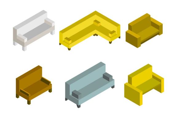 6 isometric interior set - sofa 1