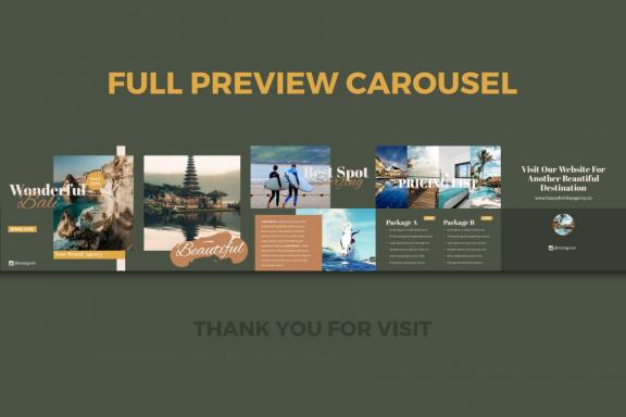 Traveling agency tour and travel instagram carousel powerpoint template